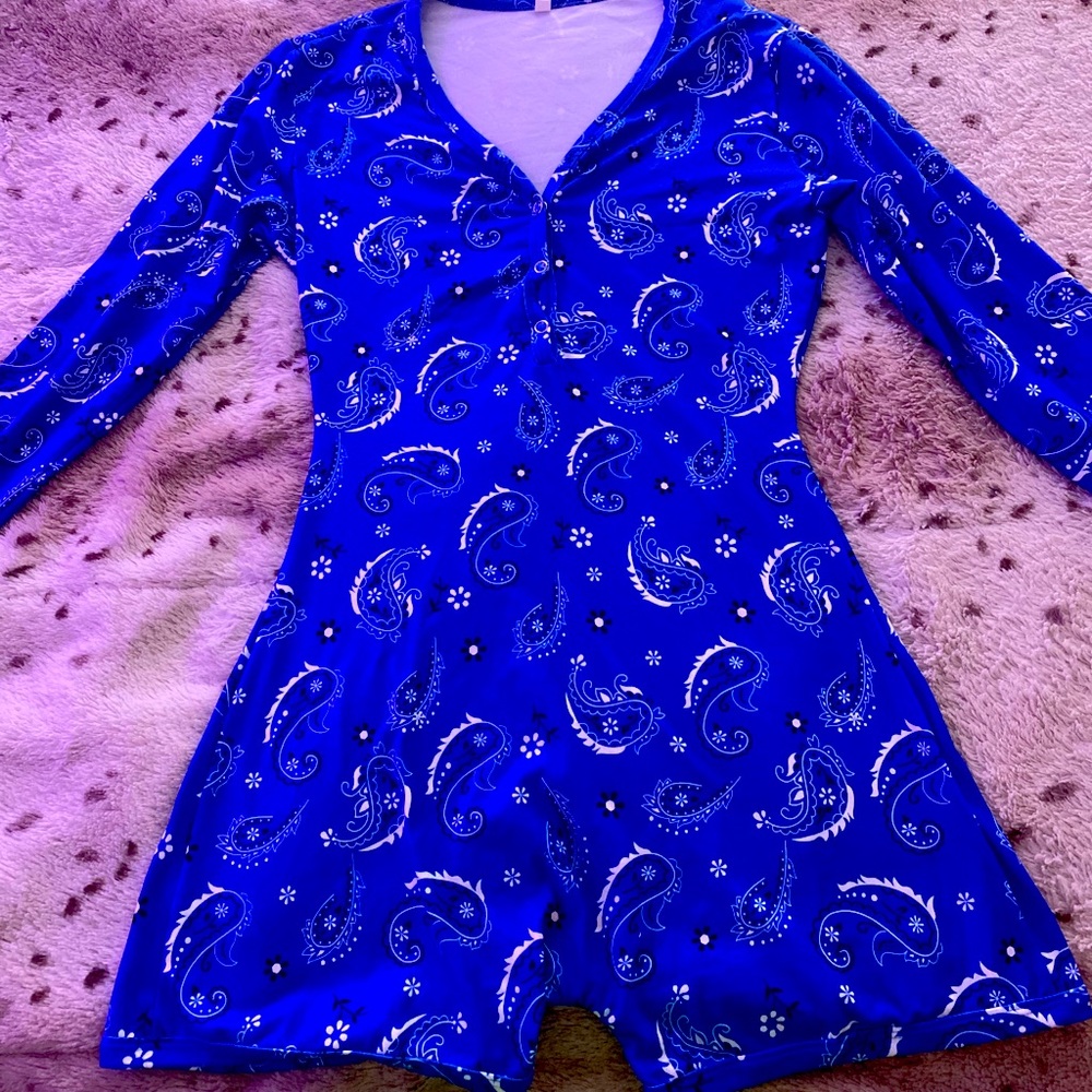 Blue Bandanna Print Romper